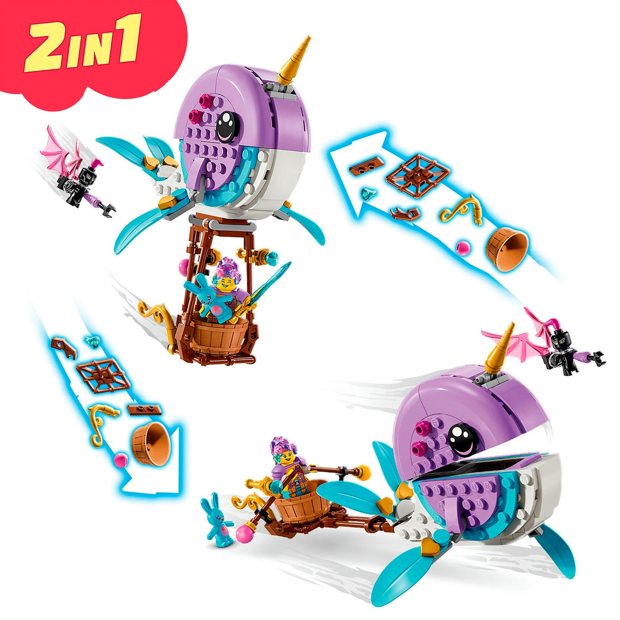 Lego dreamzzz - jouet de construction en montgolfière narval d'izzie (71472)
