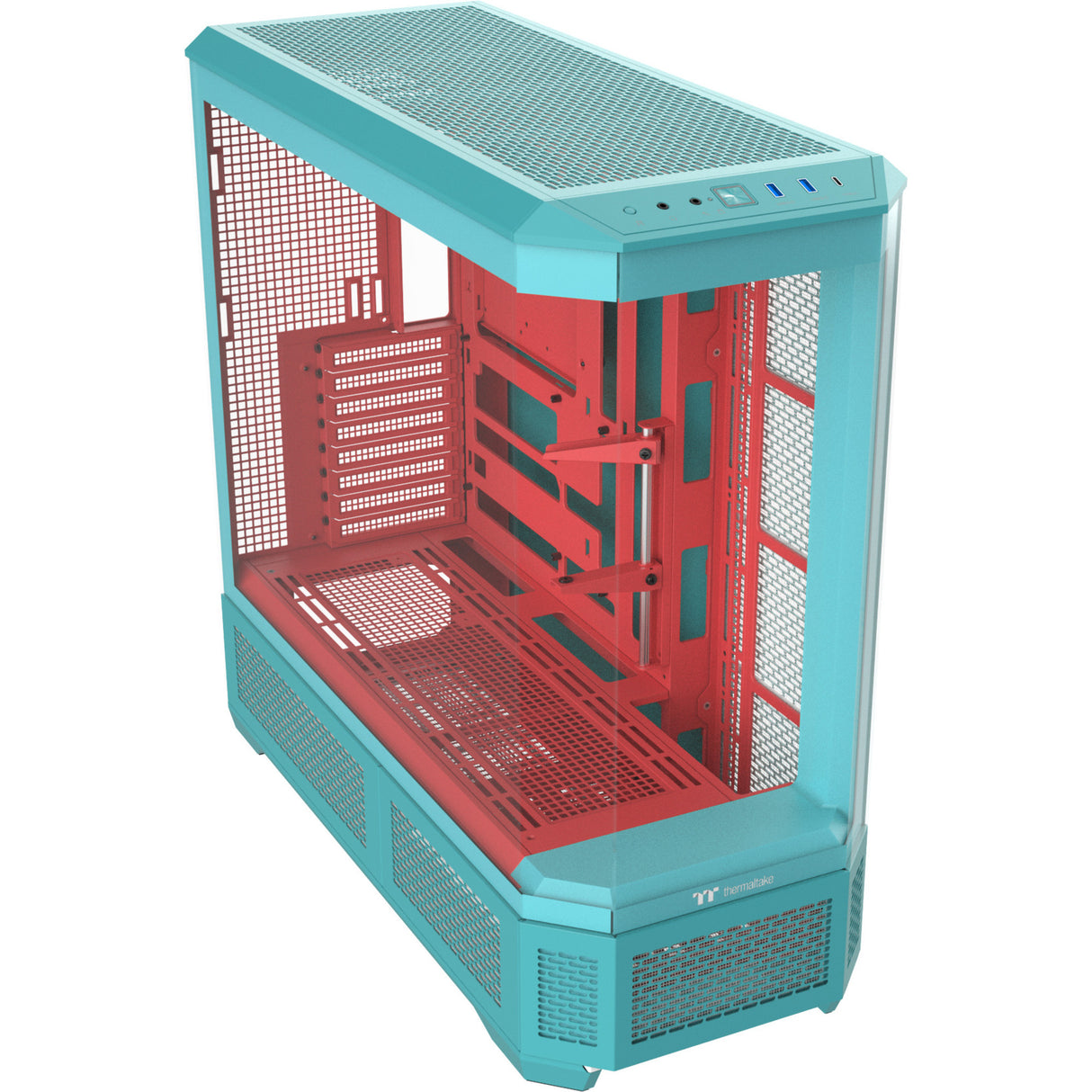 Boîtier grande tour Thermaltake view 600 tg menthe fraise (menthe berry | 2x USB-A | 1x USB-C | verre trempé)