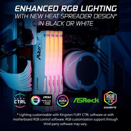 Kingston Fury 16 Go de RAM DDR5-5600 (blanc, KF556C40BWA-16, Beast RGB, XMP)