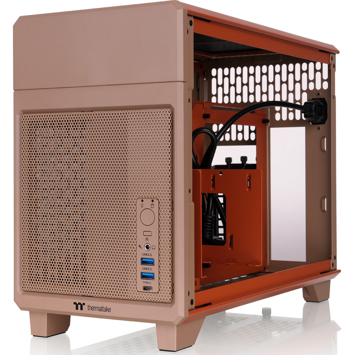 Thermaltake tr100 gravel sand mini tower behuizing (lichtbruin | 2x usb-a | 1x usb-c)