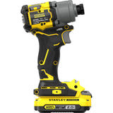 Visseuse à percussion sans balais Stanley v20 18v (jaune noir, étui, 2 batteries et chargeur inclus)
