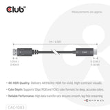 Câble adaptateur Club 3D DisplayPort 1.4 vers HDMI 4K60 Hz (noir, HDR M M 2 m)