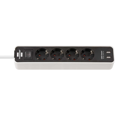 Multiprise Brennerstuhl ecolor 4 prises avec 2 ports de charge USB-A 5V 2,10A, 10,5W (prise avec USB-A et interrupteur et câble de 1,5 m)