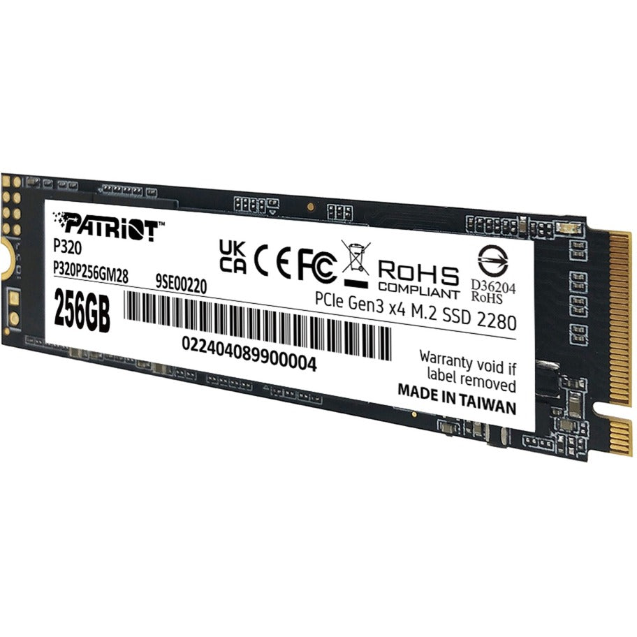 Disque SSD Patriot p320 de 256 Go (PCIe 3.0 x4, NVME 1.3, M.2 2280)