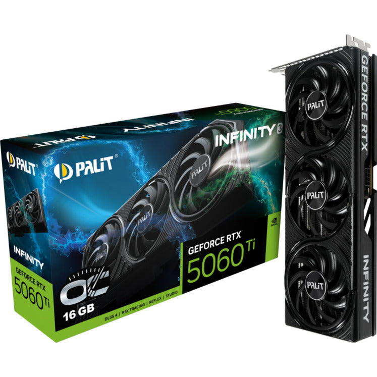 Carte graphique Palit GeForce RTX 5060 Ti Infinity 3 OC 16 Go (DLSS 4, 3x Display Port, 1x HDMI 2.1)
