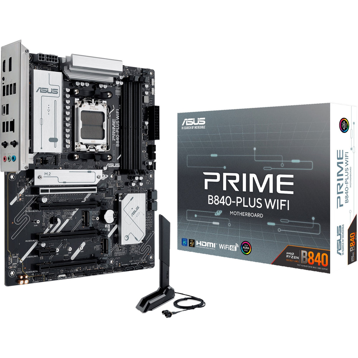 Carte mère Asus Prime B840-Plus Wi-Fi Socket AM5 (RAID, 2,5 Go-LAN, Wi-Fi 6e, BT, Son, ATX)