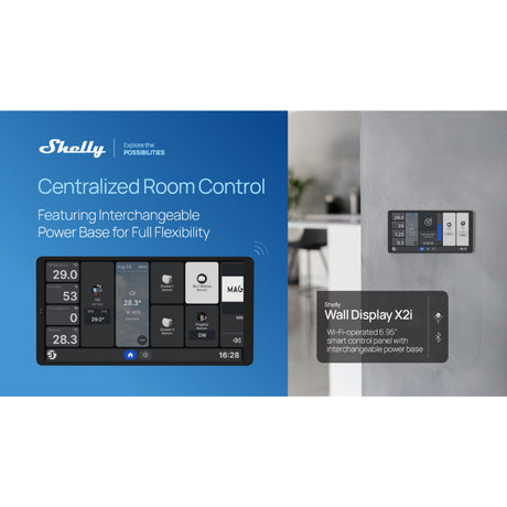 Panneau de commande Shelly wall display x2i (noir, écran tactile, Wi-Fi 6, Bluetooth 5.4)