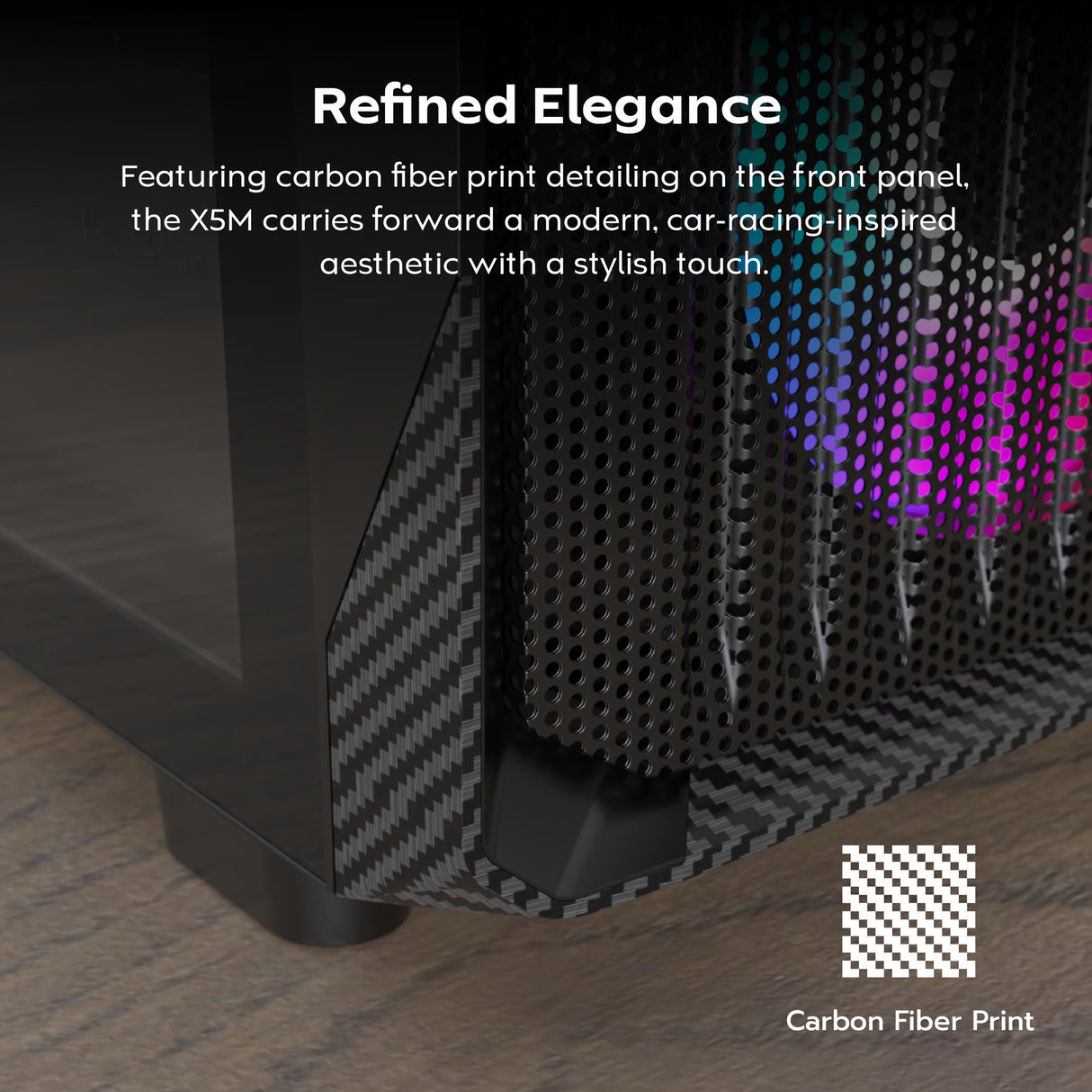 Boîtier tour midi Montech x5m (noir | 2x USB-A | 1x USB-C | RGB | verre trempé)