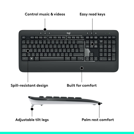Ensemble clavier et souris sans fil Logitech mk540 qwerty