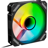 Sharkoon requin miroir rgb pwm ventilateur de boîtier inversé (noir, 120 x 120 x 25 mm)