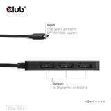 Club 3D Hub USB-C vers triple DisplayPort MST (noir, 4K60 Hz)