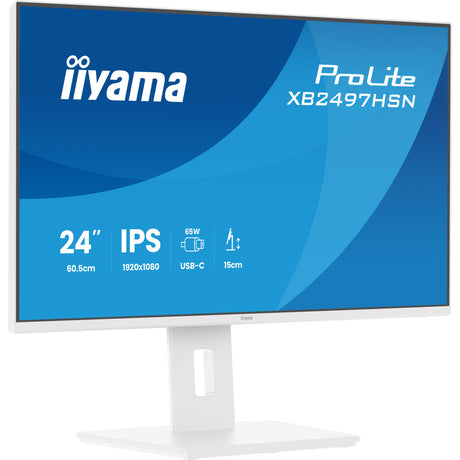 Iiyama prolite xb2497hsn-w1 23.8 monitor (wit, 1x displayport, 1x hdmi, 3x usb-c, 2x usb-a, 1x rj-45)