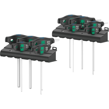 Wera 454 10 hf set impérial 1 jeu de clés en L poignée en T hex-plus (noir vert, avec fonction de maintien, pouces, 10 pièces)