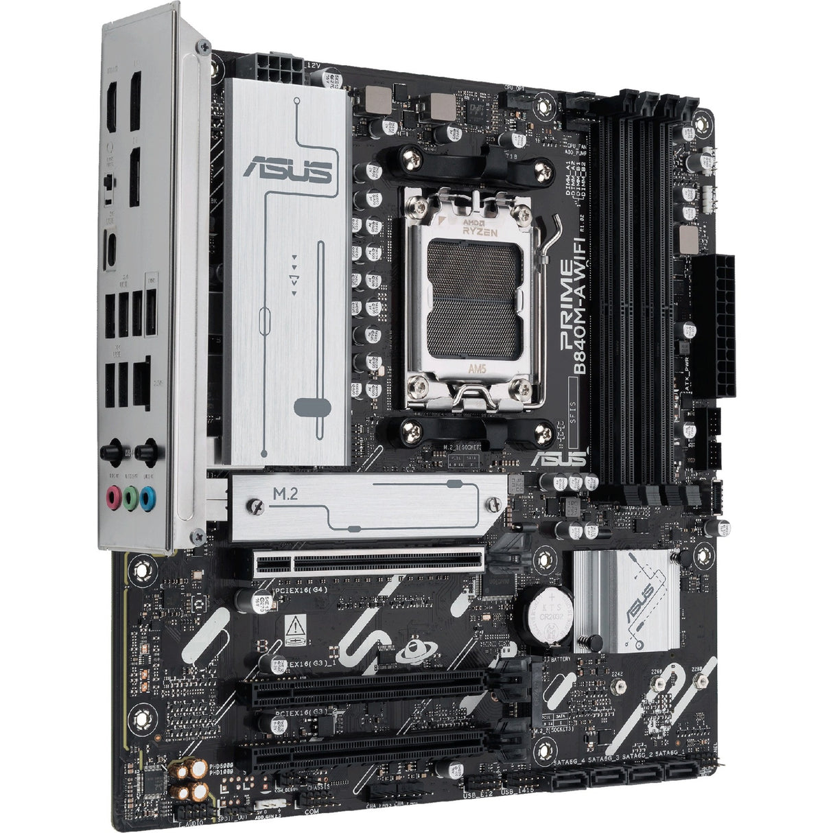 Carte mère Asus Prime B840m-A Wi-Fi Socket AM5 (2,5 Go-LAN, Wi-Fi 6e, BT, Son, µATX)