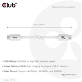 Club 3d USB-C 80 Gbit/s certifié 240 W 8 K 240 Hz.