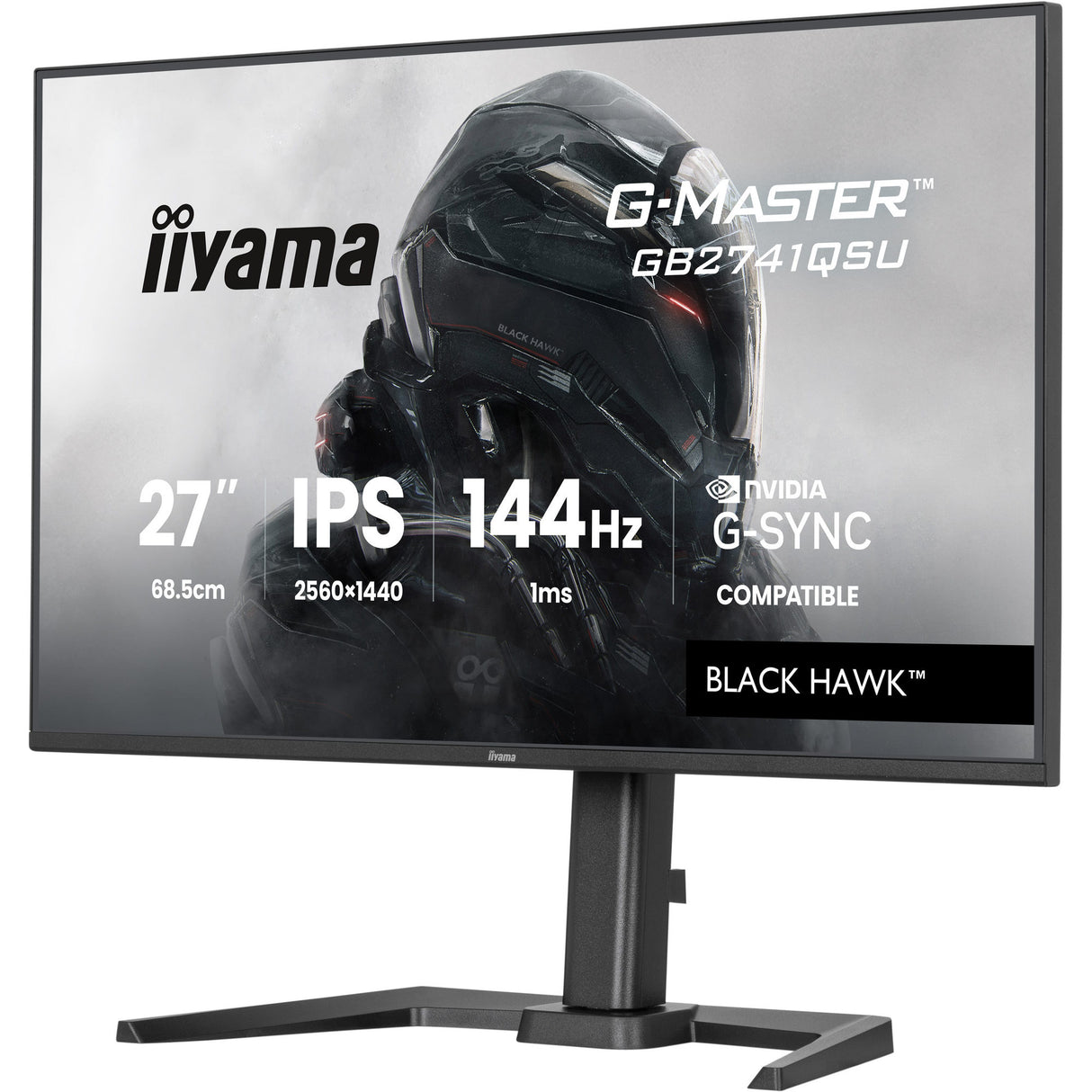 Moniteur de jeu Iiyama G-Master Black Hawk GB2741QSU-B1 27 (noir, HDMI, DisplayPort, 2x USB-A, USB-B, 144 Hz)