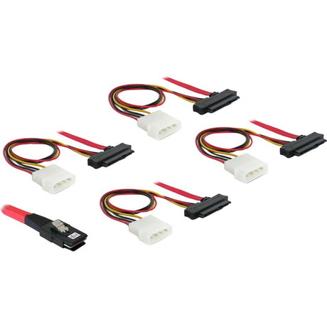 Delock mini SAS 36 broches > 4x adaptateur SAS 29 broches (rouge, 0,5 mètre)