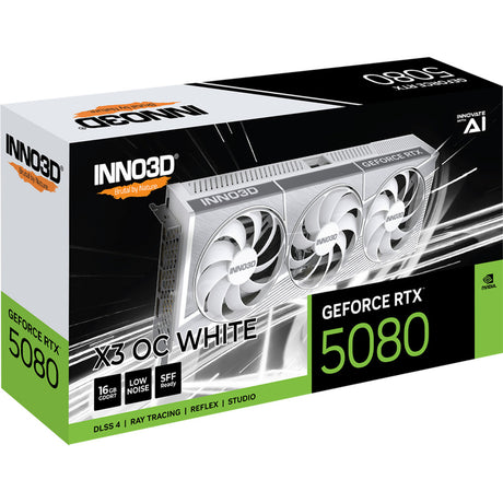 Inno3d n50803-16d7x-17605211 geforce rtx 5080 x3 oc blanc, atx, 16 go, gddr7, 256 bits, pcie 5, 360w