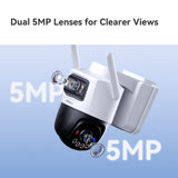 Imou aov dual lens 5mp+5mp buitencamera (wit, 3k, 4g lte, wifi 6, solar panel)