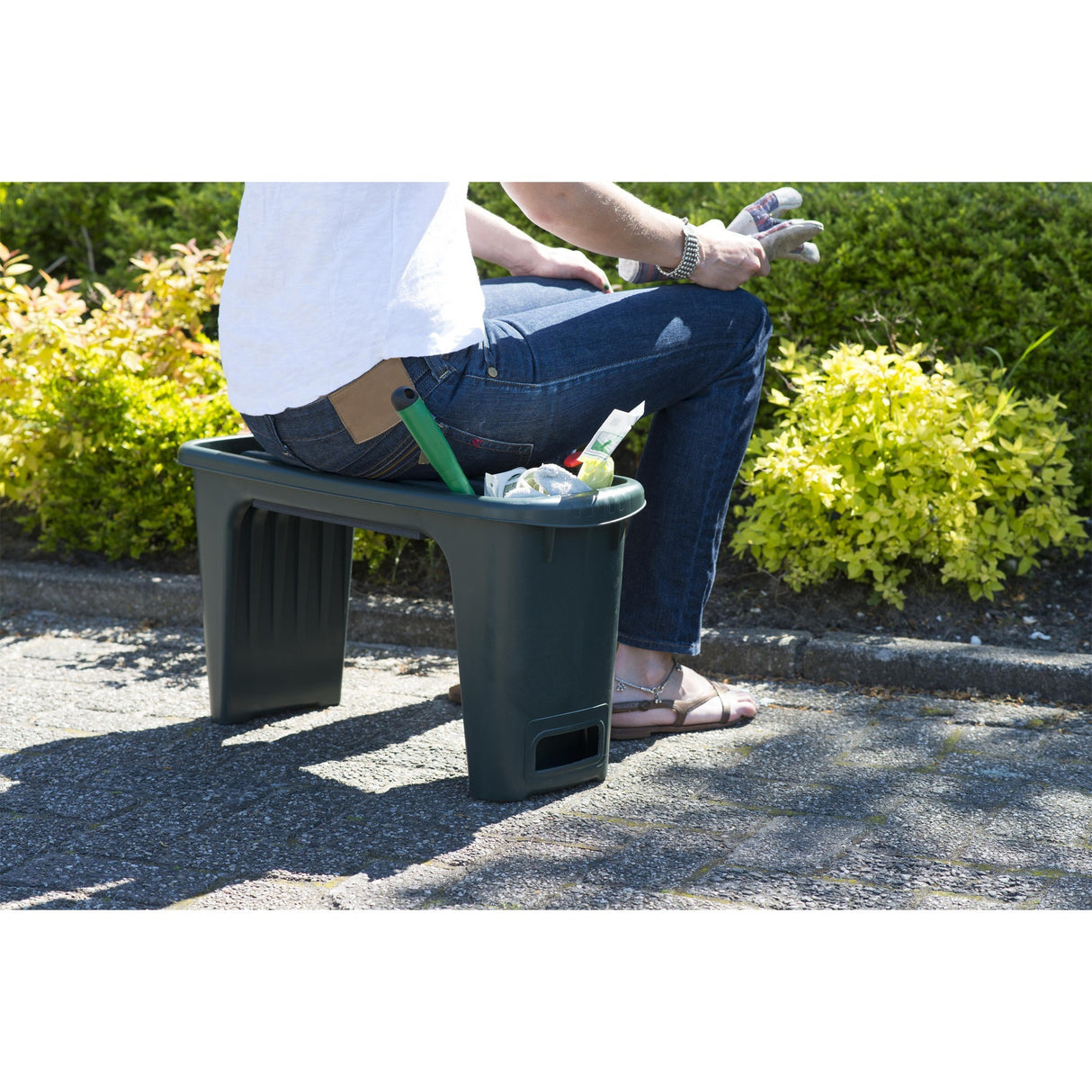 Banc de jardin nature 2 en 15 65,5x25x34 cm vert