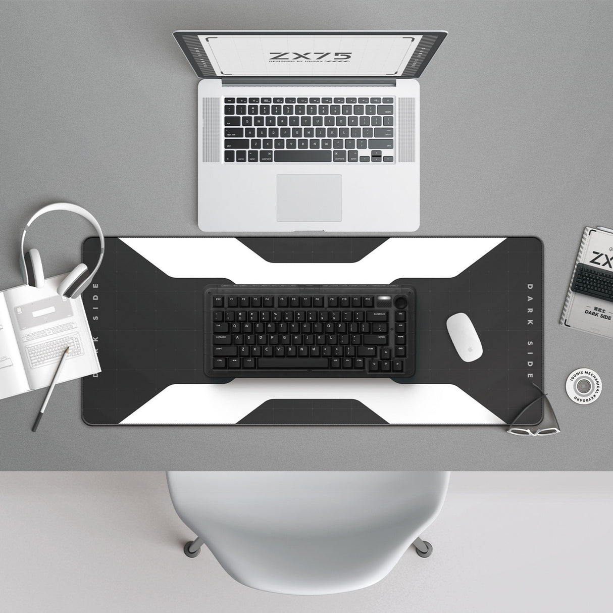Clavier mécanique sans fil Iqunix zx75 côté obscur (noir, disposition américaine (qwerty), rouge gateron, 75 %, LED RVB, remplaçable à chaud, pbt double prise, 2,4 GHz | Bluetooth 5.1 | USB-C)