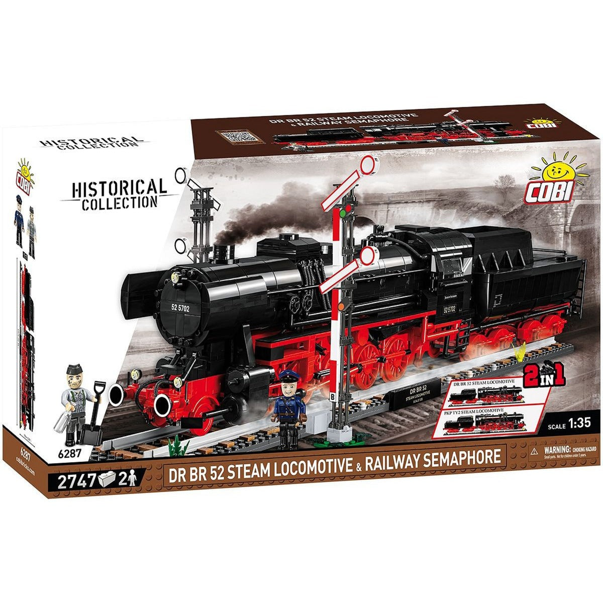 Cobi dr br 52 steam locomotive railway semaphore constructiespeelgoed (-6287, schaal 1:35)