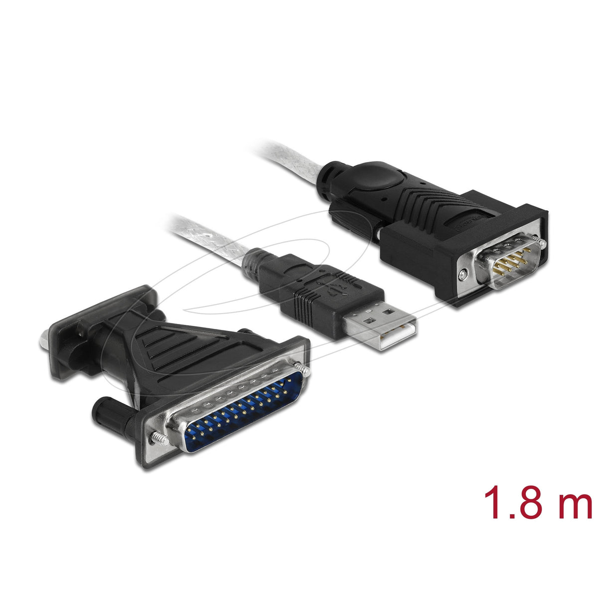 Delock adaptateur USB 2.0 type-a > 1 x série db9 rs-232 + adaptateur db25 (1,8 mètres)