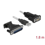 Delock adaptateur USB 2.0 type-a > 1 x série db9 rs-232 + adaptateur db25 (1,8 mètres)