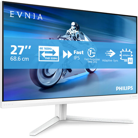 Philips Evnia 27m2n5901a 27 Moniteur de jeu 4k UHD (blanc, 2x HDMI, port d'affichage, 2x USB-A, USB-B, USB-C, 160 Hz 320 Hz)