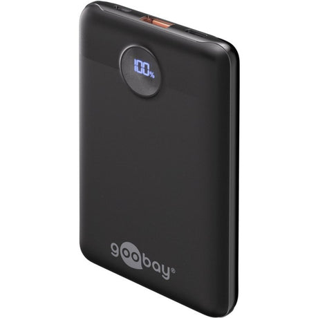 Goobay banque d'alimentation compacte 10 000 mah (noir, 10 ah, 1x USB-A, 1x USB-C, Power Delivery, charge rapide)