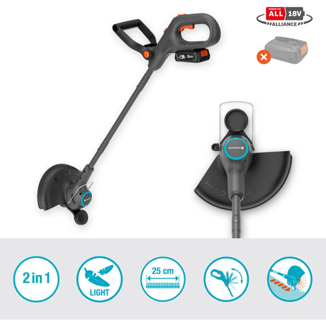 Coupe-herbe Gardena easytrim 25 18v (gris turquoise, batterie et chargeur non inclus)