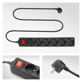 Multiprise Act avec interrupteur lumineux, 6 prises, 3 m, noir ac2465