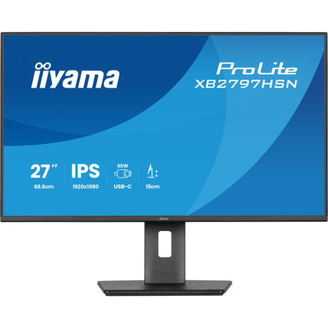 Iiyama prolite xb2797hsn-b1 27 monitor (zwart, 100 hz, hdmi, displayport, usb-c, lan, audio)