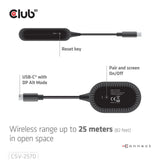 Adaptateur émetteur et récepteur sans fil USB-C vers HDMI Club 3D (noir)
