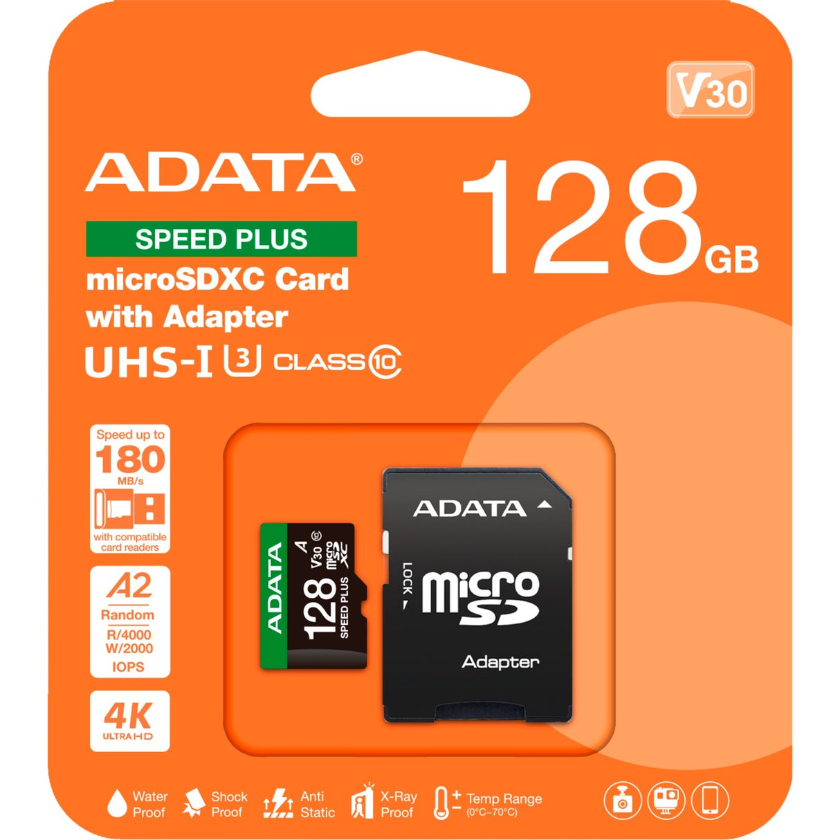 Carte mémoire Adata speed plus microSDXC 128 Go (uhs-i u3, classe 10, v30, a2)