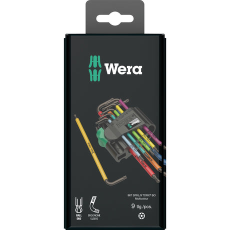 Wera jeu de clés hexagonales torx 967 9 tx bo multicolore 1 sb (9 pièces, torx t8 à t40)