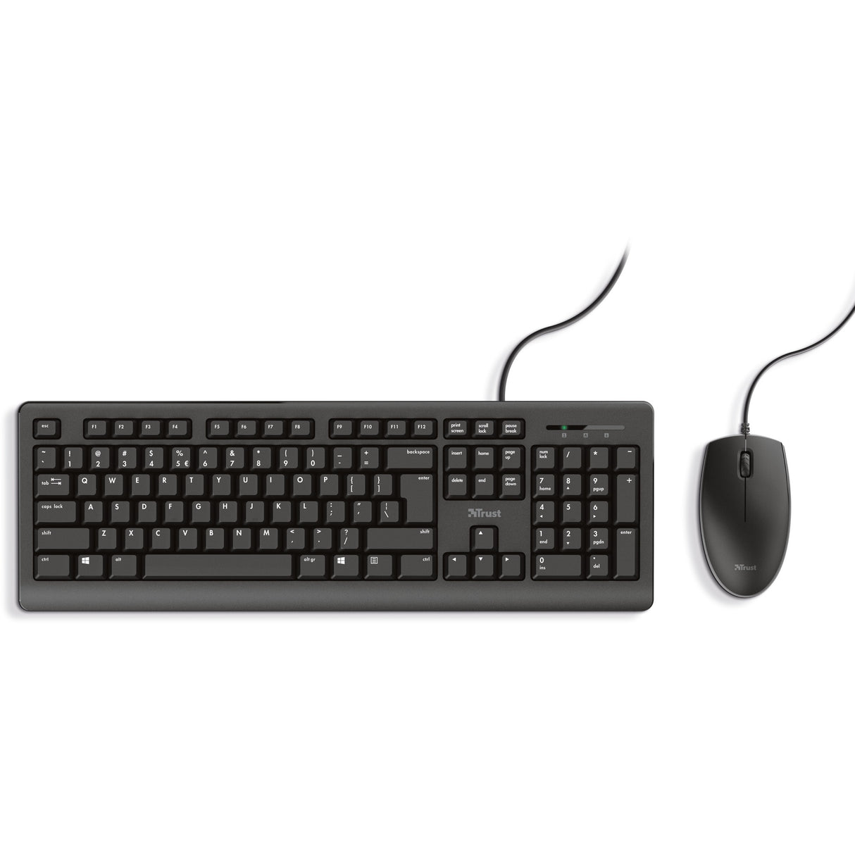 Trust primo – ensemble clavier et souris, ensemble de bureau (noir, disposition américaine, membrane)