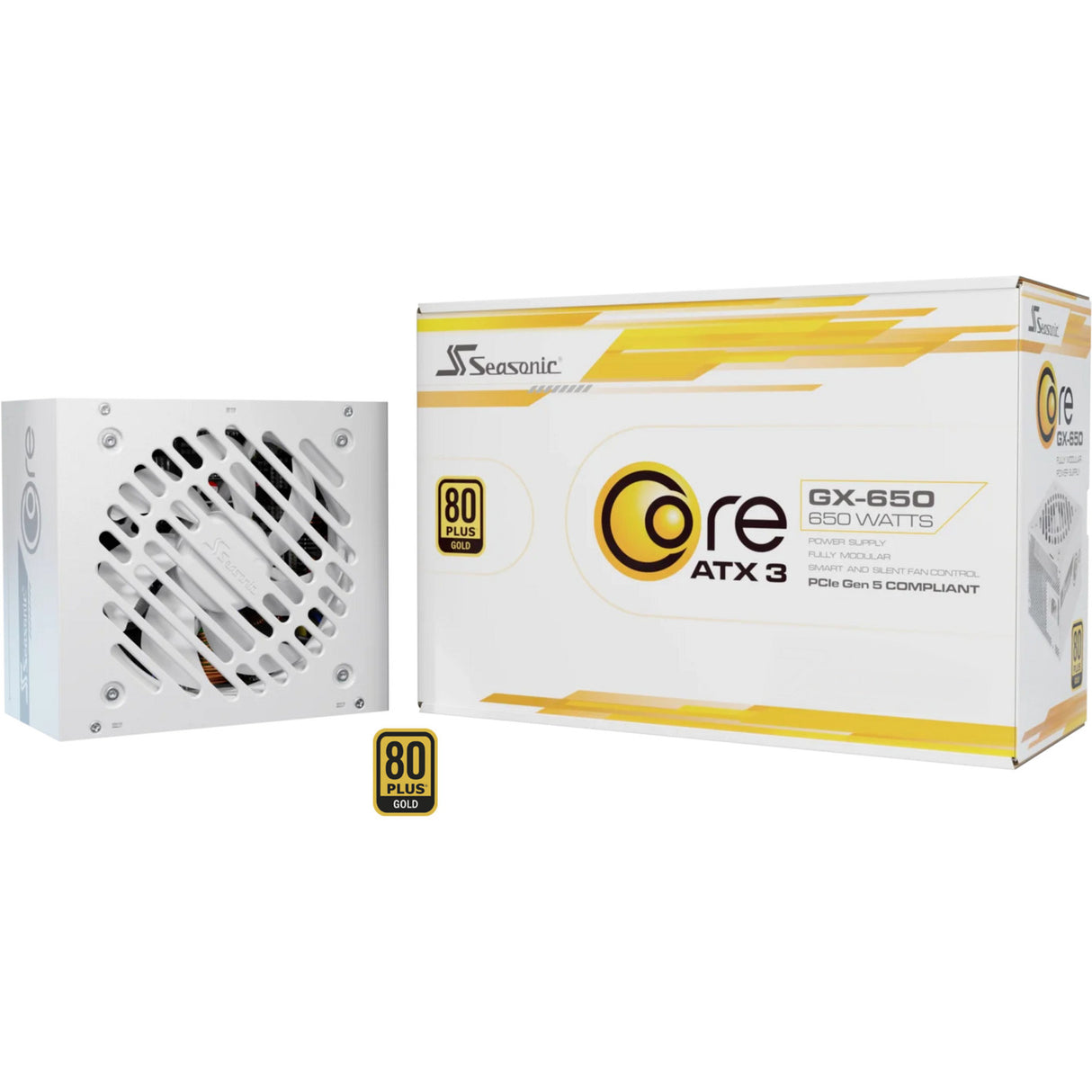 Alimentation modulaire Seasonic core gx-650-v2-white de 650 watts (blanc, 1x 12v-2x6, 2x pcie)