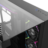 Boîtier tour midi Xyz PC Gear Tesseract A-RGB (noir | 2x USB-A | 1x USB-C | RVB | Verre trempé)