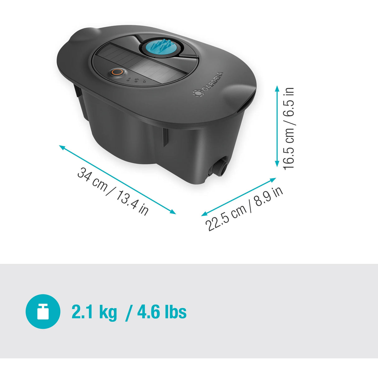 Gardena – ensemble complet de système d'irrigation par pipeline solaire, aquaprecise pour système d'arrosage de pelouse (gris turquoise)