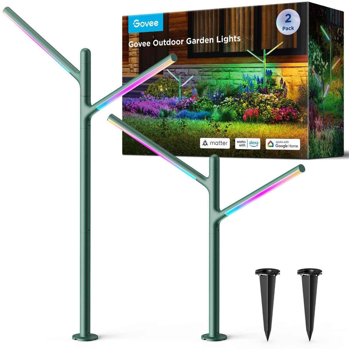 Govee lumières de jardin extérieures éclairage de jardin intelligent matière rgbww 2 pièces