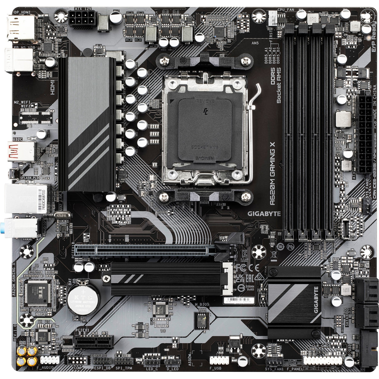 Carte mère Gigabyte a620m gaming x (rev. 1.0) socket am5 (noir gris, raid, gb-lan, son, µatx)