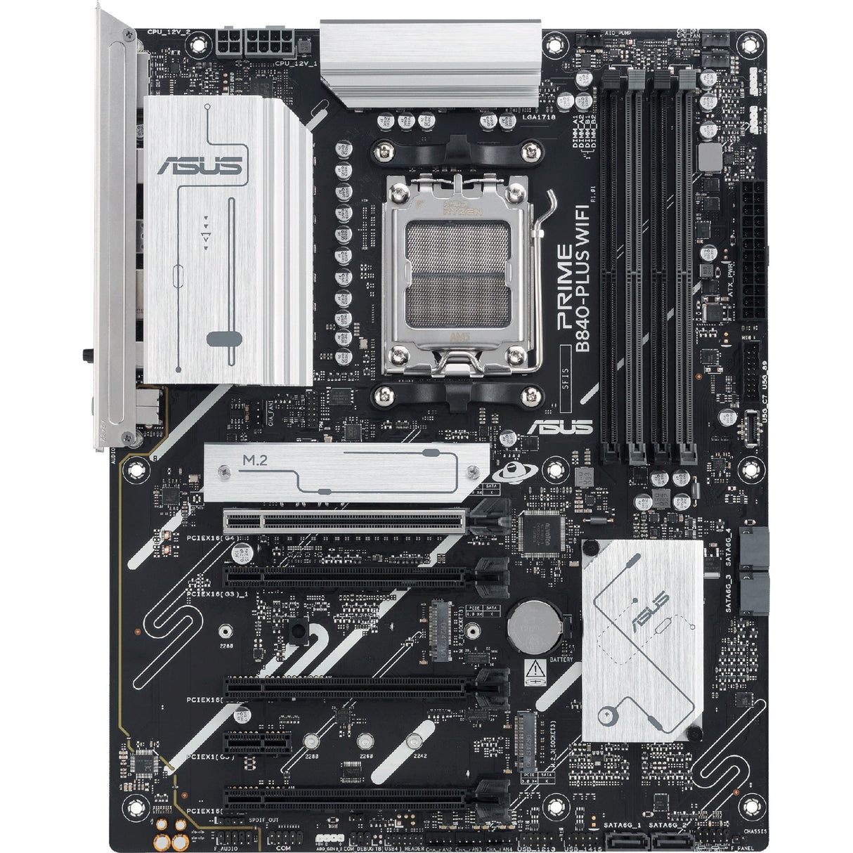 Carte mère Asus Prime B840-Plus Wi-Fi Socket AM5 (RAID, 2,5 Go-LAN, Wi-Fi 6e, BT, Son, ATX)
