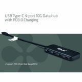 Hub de données Club 3D USB-C 4 ports 10G avec hub USB PD3.0 (noir)