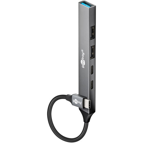 Goobay hub USB mince avec 5 ports, USB-C vers USB-C USB-A, 5 Gbit s (gris clair)