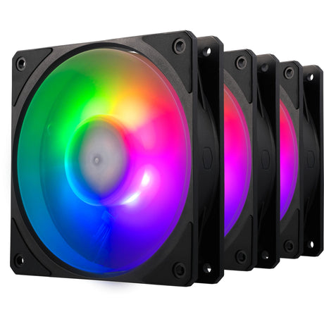 Cooler master mobius 120p argb 120x120x25 ventilateurs de boîtier (noir, 3 pièces, 120 x 120 x 25 mm, pwm)