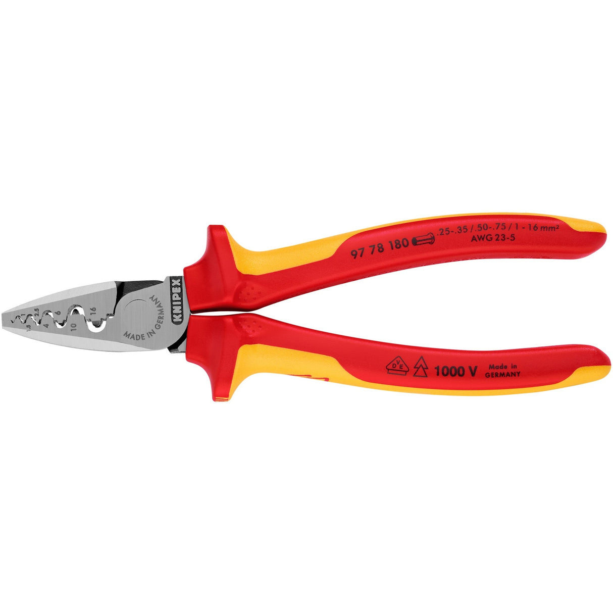 Knipex série 97 - pince à sertir - 180 mm - isolation vde - ergonomique