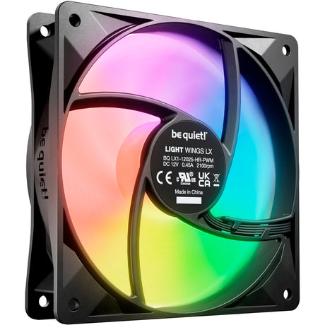 Soyez silencieux! Light Wings LX PWM Ventilateurs de boîtier RGB haute vitesse (noir, 3 pièces, 120 x 120 x 25 mm)