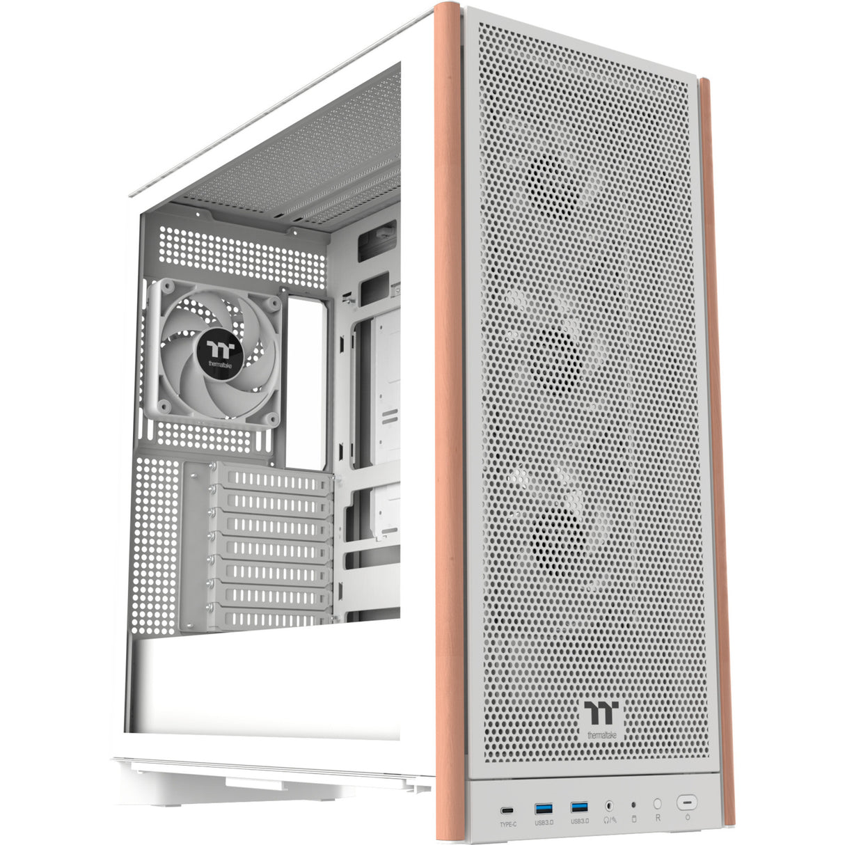 Thermaltake s370 ws snow midi tower behuizing (wit | 2x usb-a | 1x usb-c | tempered glass)