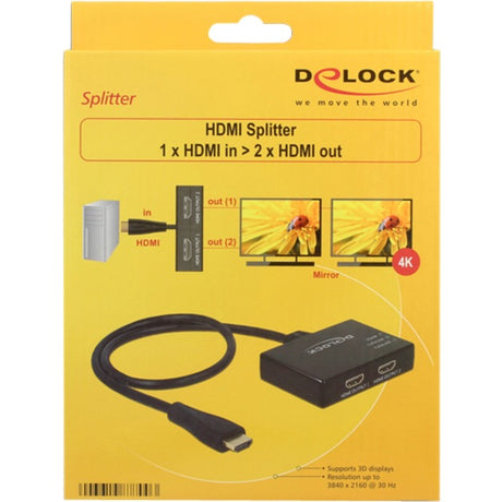 Delock 1x entrée HDMI > 2x sortie HDMI Répartiteur HDMI (noir, 60 centimètres, 4k)